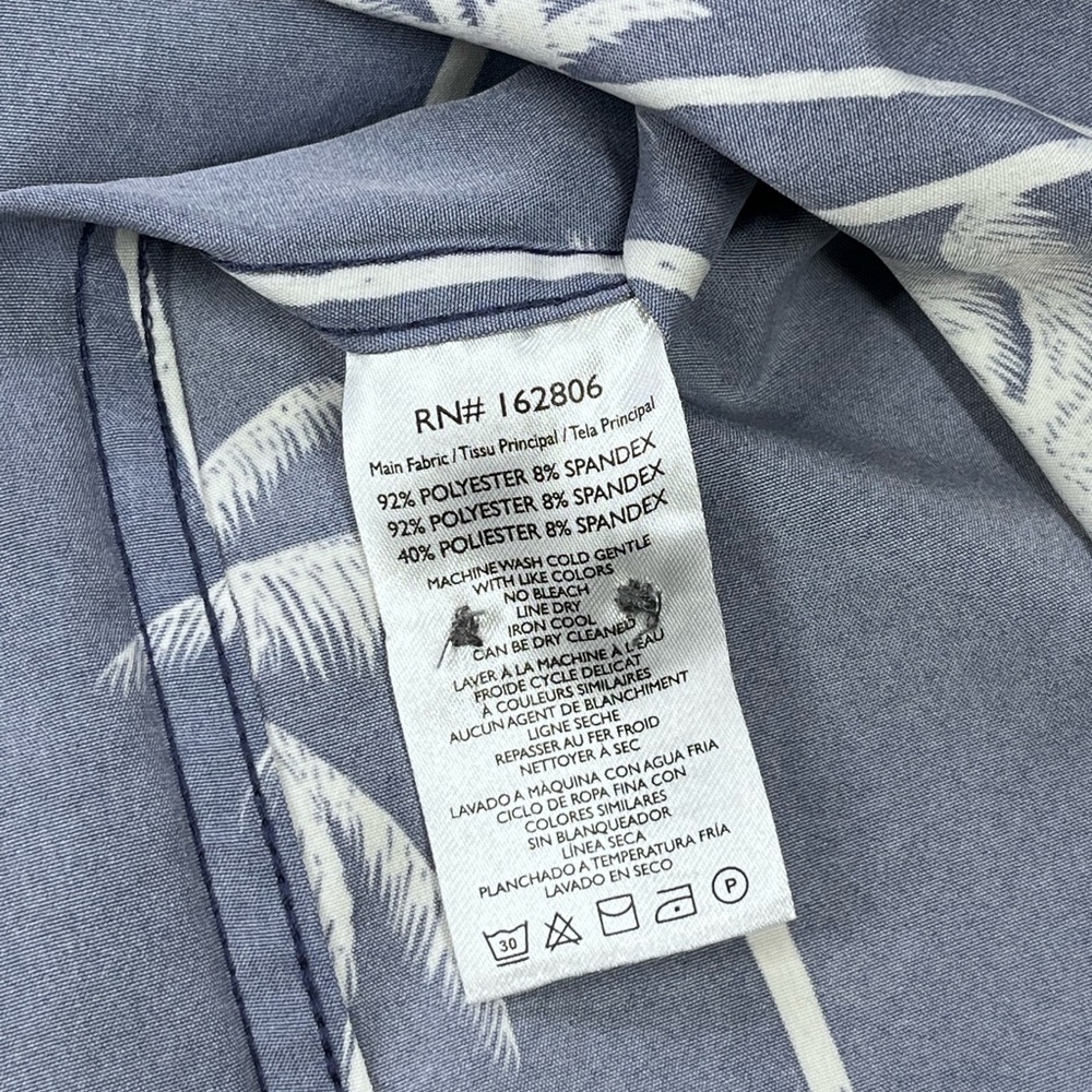 Cotton & Co. Men’s Navy Blue Tropical Palm Tree Shirt. Size Medium - Picture 7 of 7